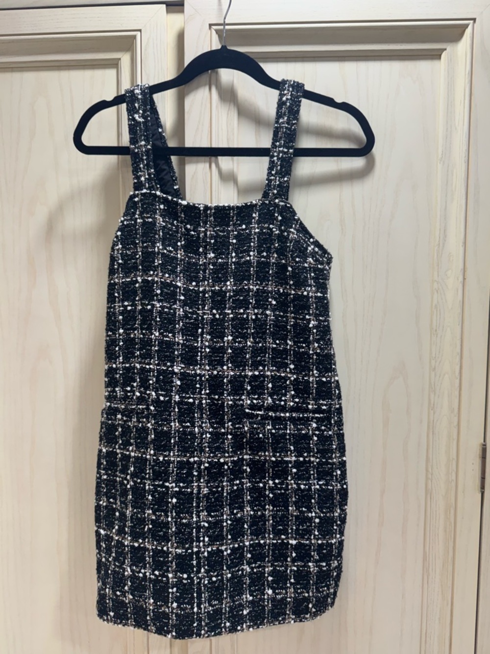 Abercrombie & Fitch Black and White Bouclé Pinafore Dress Jumper